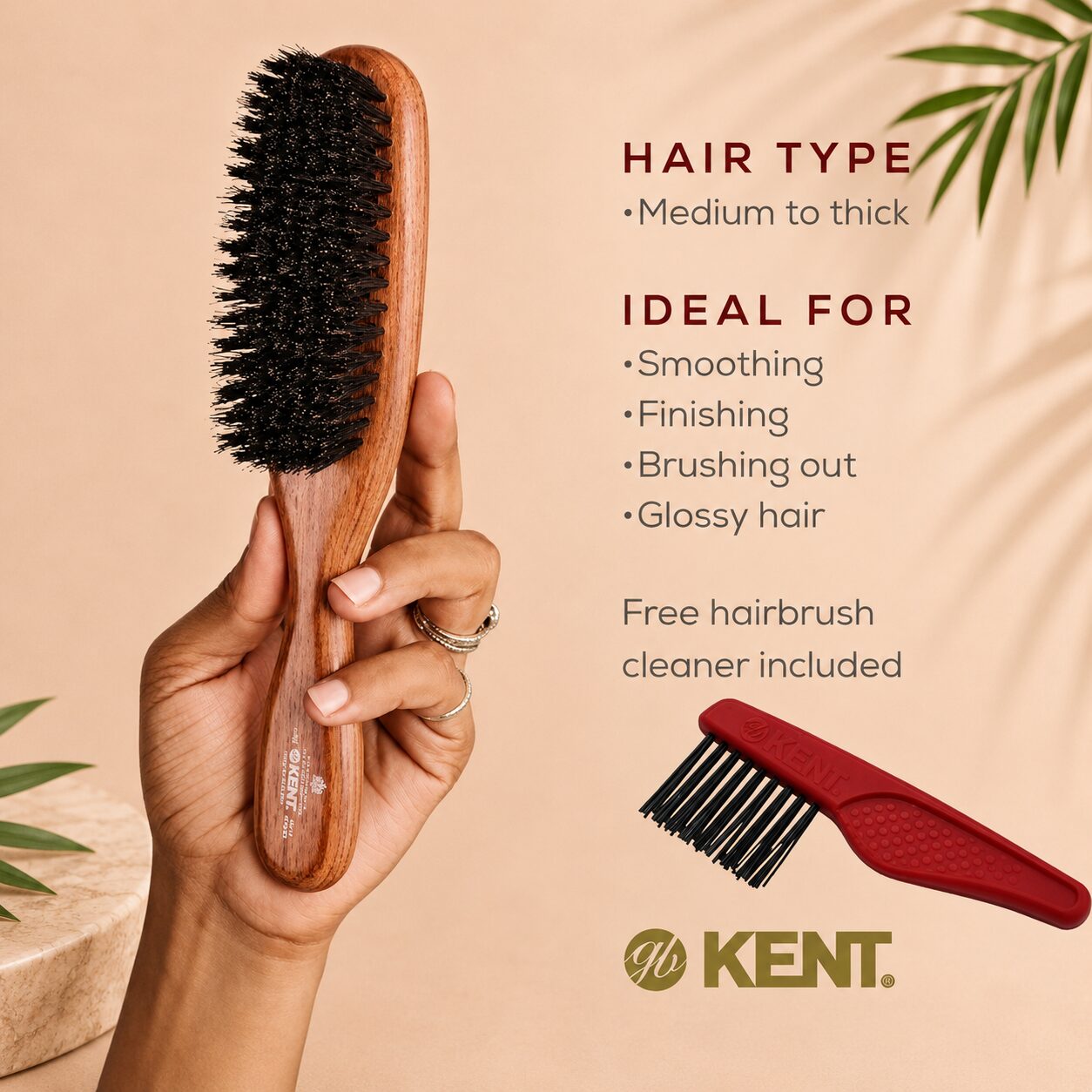 Kent Boar Bristle Hair Brush - Image 2